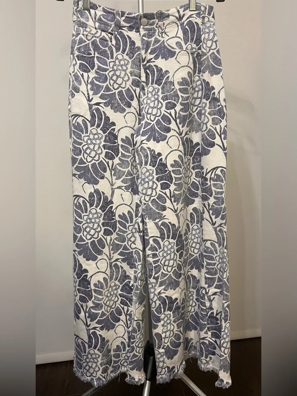 Pilcro for Anthropologie Floral Linen Blend Wide Leg Pants Size 28